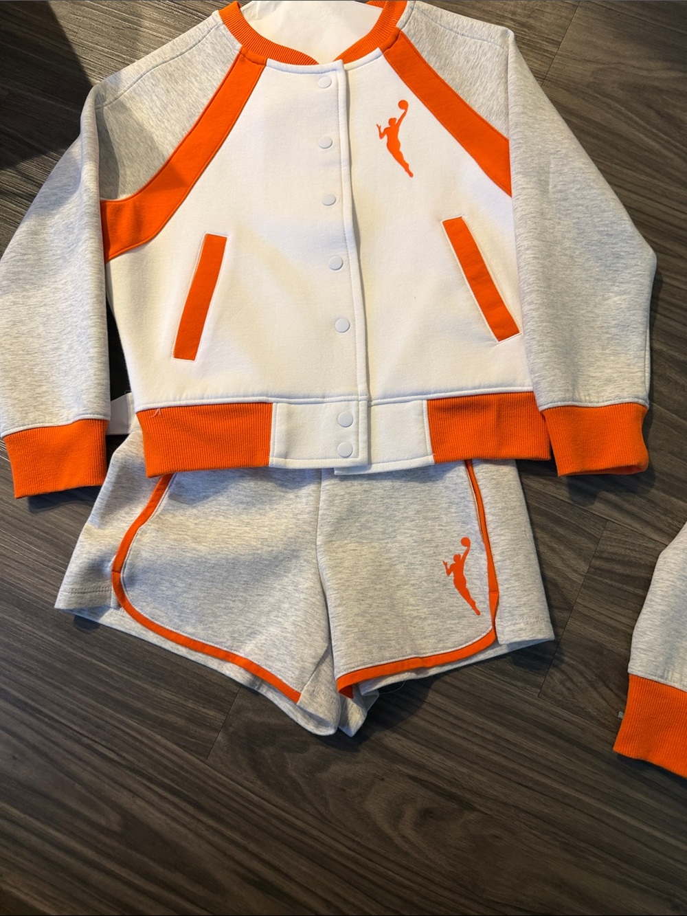 DSG Kids Matching Set White, Gray & Orange Racer Jacket and Shorts
